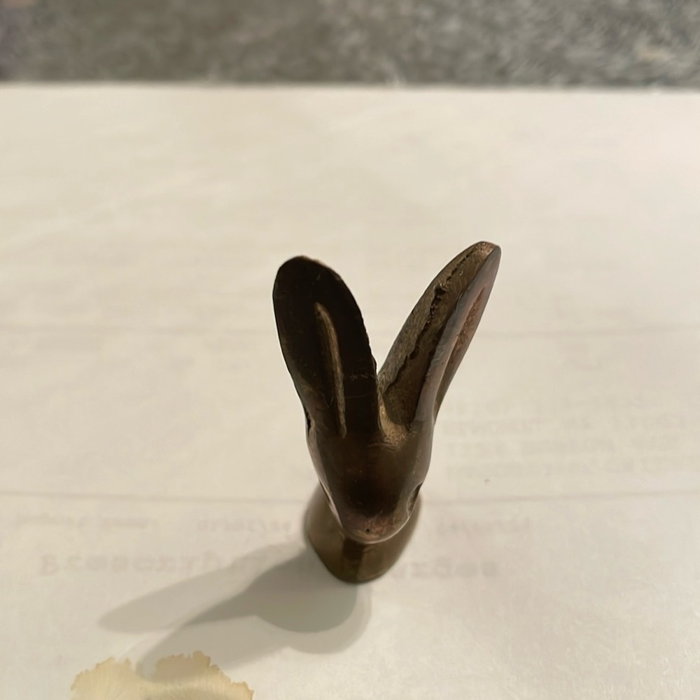 Vintage SOLID BRASS Rabbits head with two eyes unique